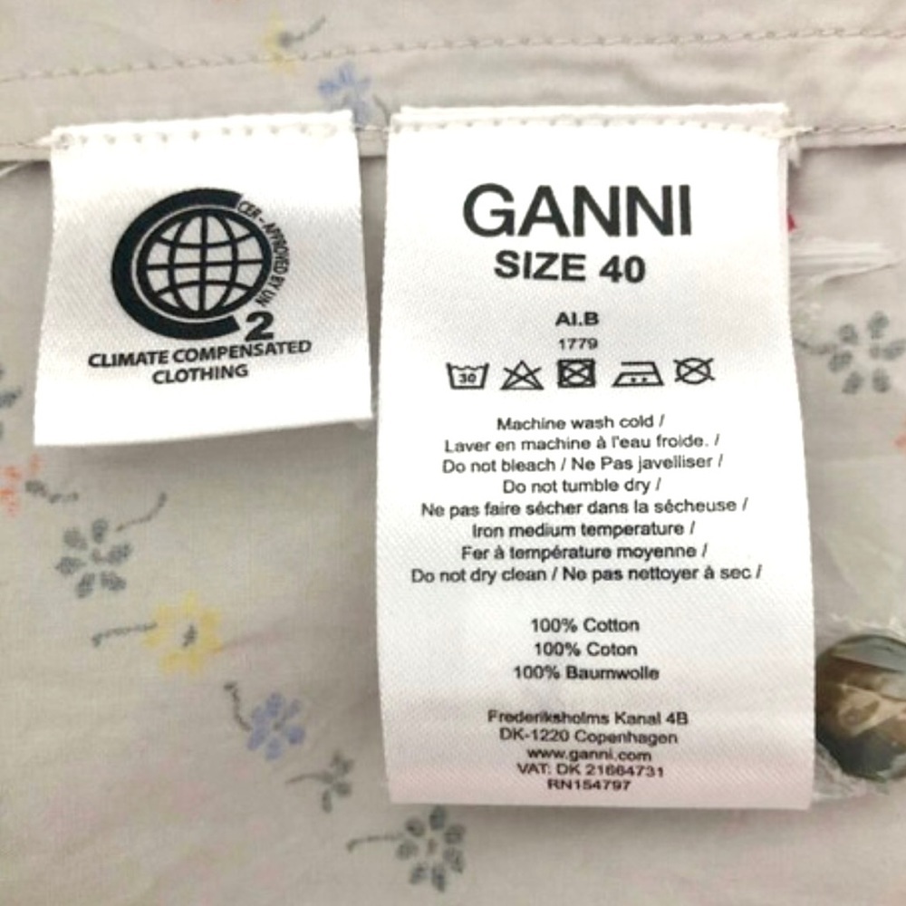 NWT Ganni Printed Cotton Poplin Dress In Vapor… - Picture 12 of 16